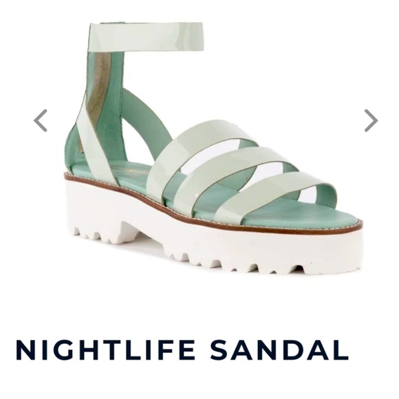 SEYCHELLES MINT GREEN ANKLE STRAP PLATFORM SANDALS “NIGHTLIFE“ SIZE 8.5 - Picture 1 of 14